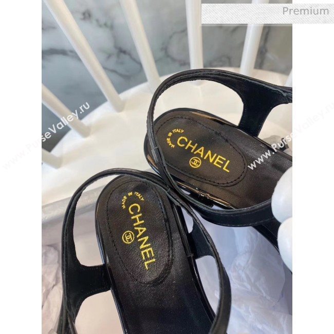 Chanel Lambskin Classic Camellia Thong Sandals Black/White 2020 (NH-20042304)