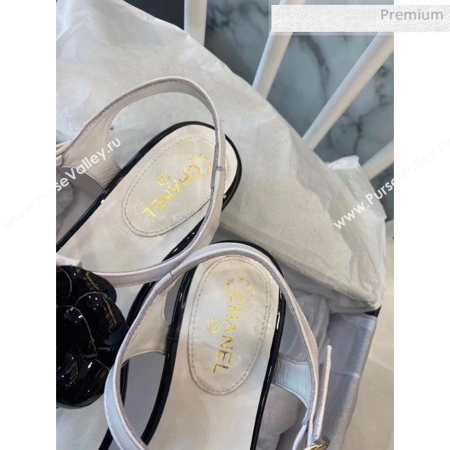 Chanel Lambskin Classic Camellia Thong Sandals White/Black 2020 (NH-20042305)