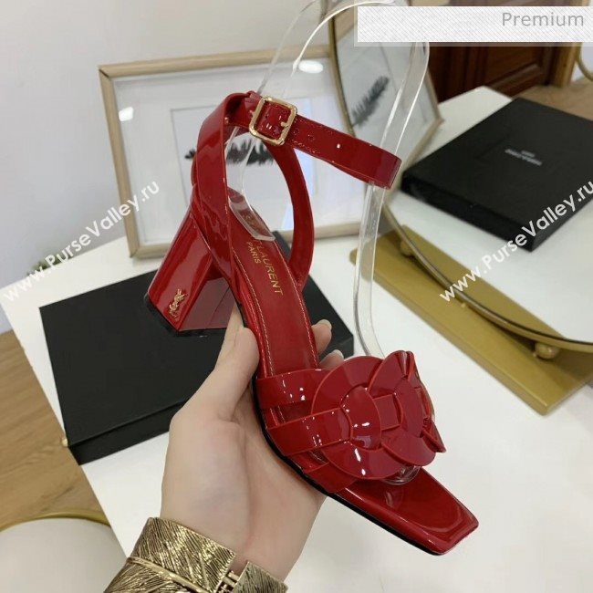 Saint Laurent Patent Leather Sandal With 6.5cm Heel Red 2020 (ME-20042006)