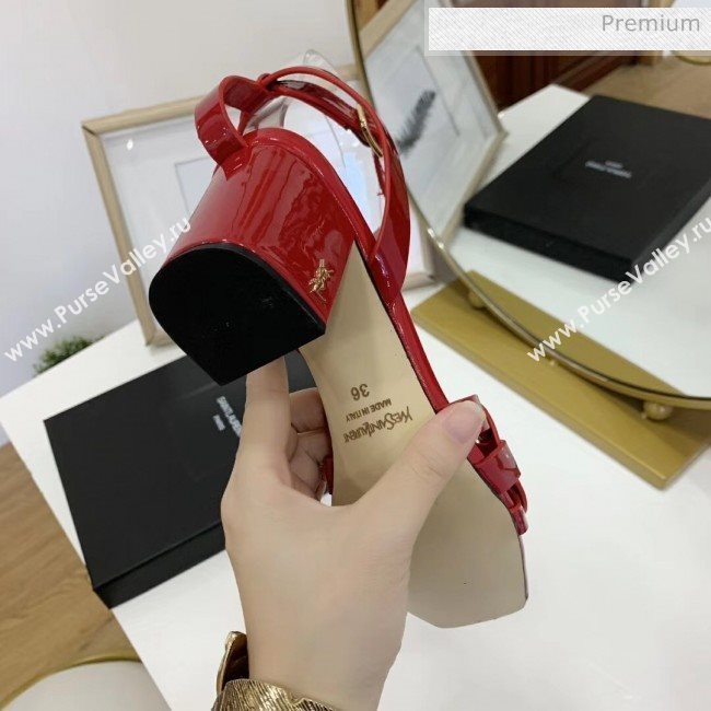 Saint Laurent Patent Leather Sandal With 6.5cm Heel Red 2020 (ME-20042006)