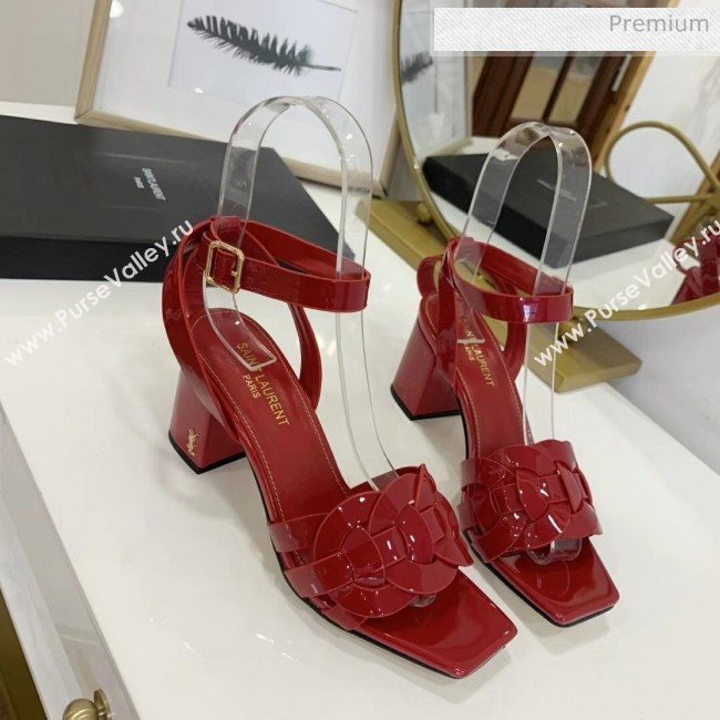 Saint Laurent Patent Leather Sandal With 6.5cm Heel Red 2020 (ME-20042006)