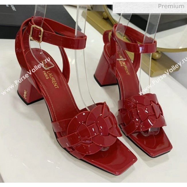 Saint Laurent Patent Leather Sandal With 6.5cm Heel Red 2020 (ME-20042006)