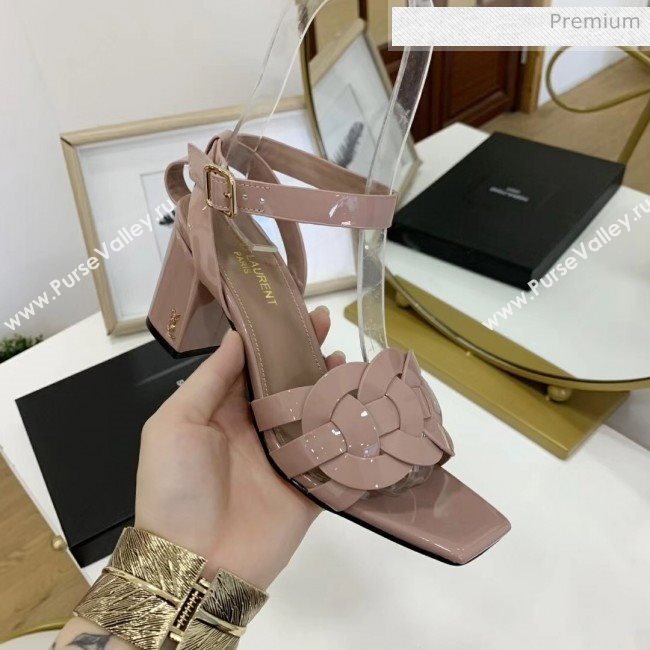 Saint Laurent Patent Leather Sandal With 6.5cm Heel Nude Pink 2020 (ME-20042007)