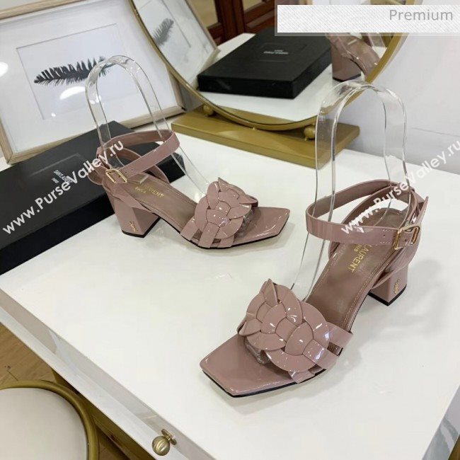 Saint Laurent Patent Leather Sandal With 6.5cm Heel Nude Pink 2020 (ME-20042007)