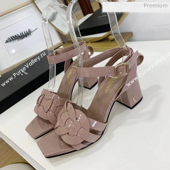 Saint Laurent Patent Leather Sandal With 6.5cm Heel Nude Pink 2020 (ME-20042007)