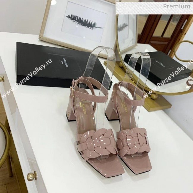 Saint Laurent Patent Leather Sandal With 6.5cm Heel Nude Pink 2020 (ME-20042007)