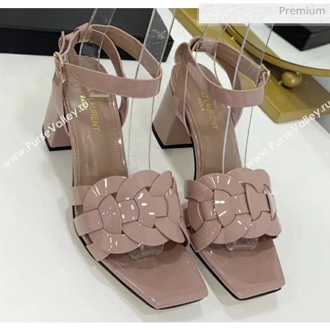 Saint Laurent Patent Leather Sandal With 6.5cm Heel Nude Pink 2020 (ME-20042007)