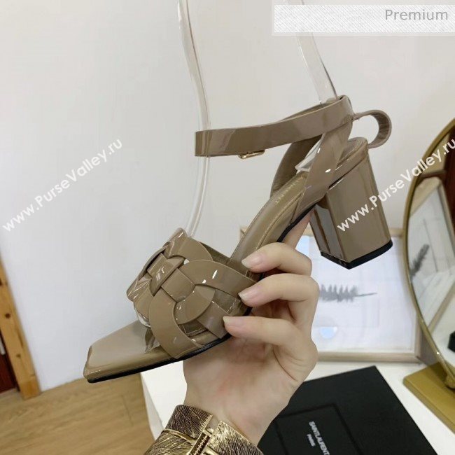 Saint Laurent Patent Leather Sandal With 6.5cm Heel Grey 2020 (ME-20042008)