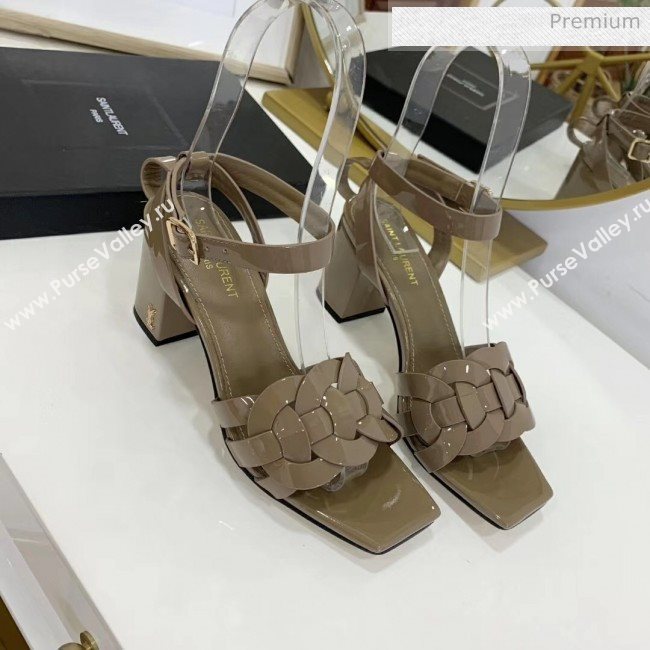 Saint Laurent Patent Leather Sandal With 6.5cm Heel Grey 2020 (ME-20042008)