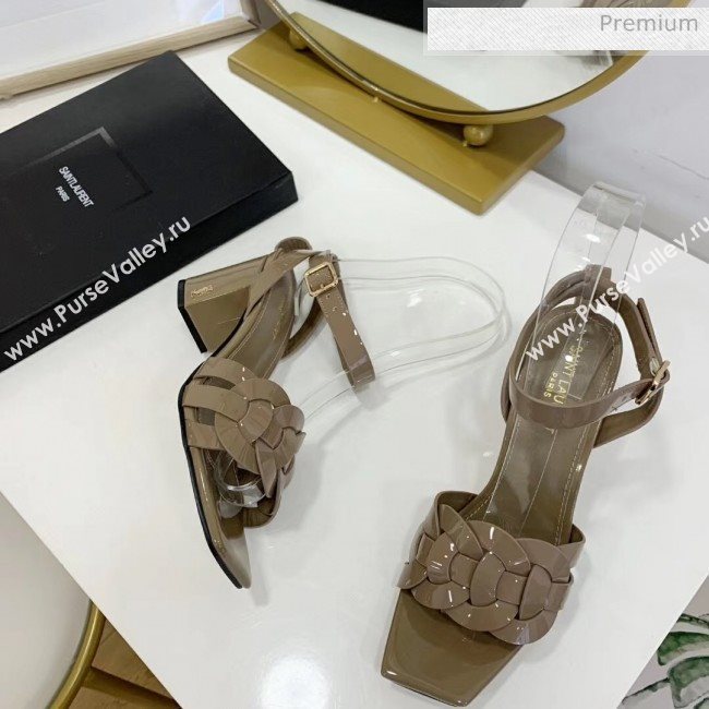 Saint Laurent Patent Leather Sandal With 6.5cm Heel Grey 2020 (ME-20042008)