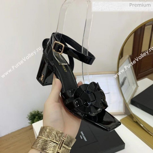 Saint Laurent Patent Leather Sandal With 6.5cm Heel Black 2020 (ME-20042009)