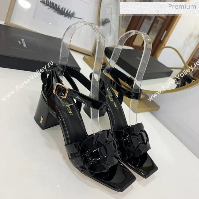 Saint Laurent Patent Leather Sandal With 6.5cm Heel Black 2020 (ME-20042009)