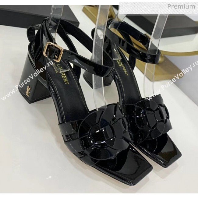 Saint Laurent Patent Leather Sandal With 6.5cm Heel Black 2020 (ME-20042009)