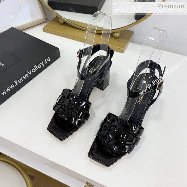 Saint Laurent Patent Leather Sandal With 6.5cm Heel Black 2020 (ME-20042009)