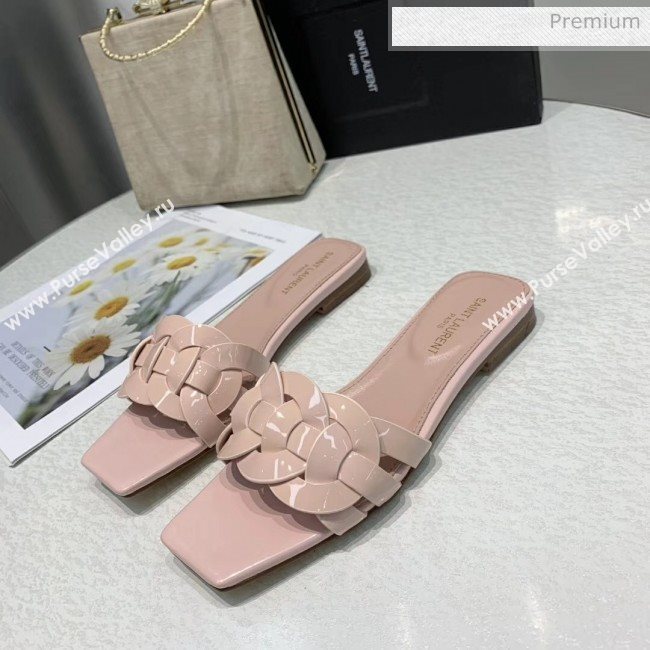 Saint Laurent Patent Leather Flat Sandal Pink 2020 (ME-20042024)