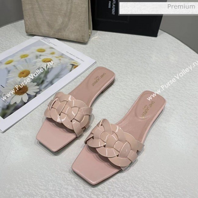 Saint Laurent Patent Leather Flat Sandal Pink 2020 (ME-20042024)