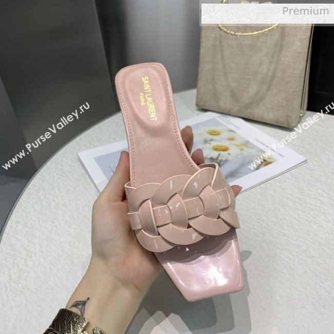Saint Laurent Patent Leather Flat Sandal Pink 2020 (ME-20042024)