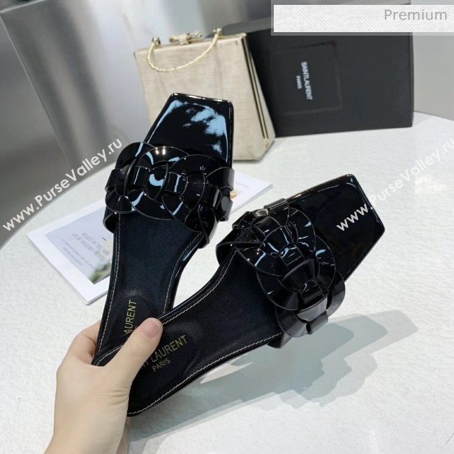 Saint Laurent Patent Leather Flat Sandal Black 2020 (ME-20042025)