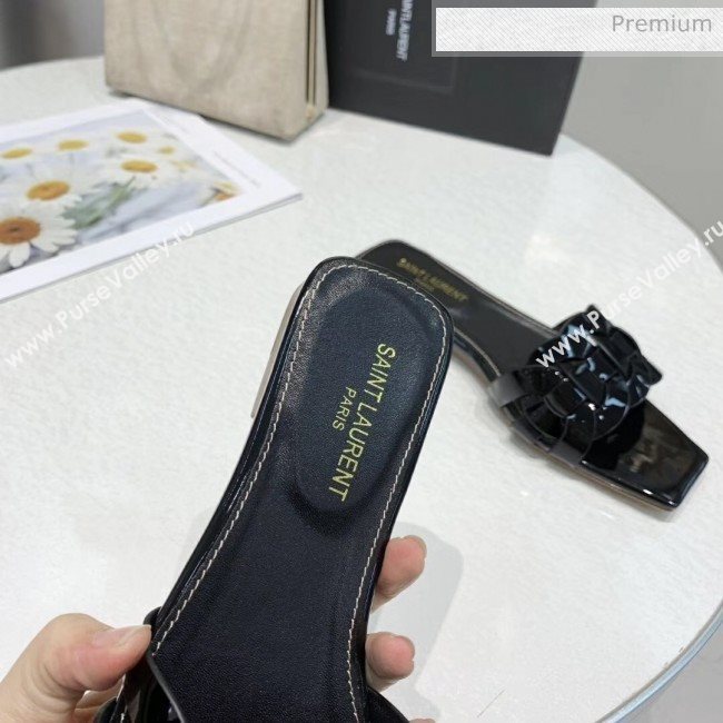 Saint Laurent Patent Leather Flat Sandal Black 2020 (ME-20042025)