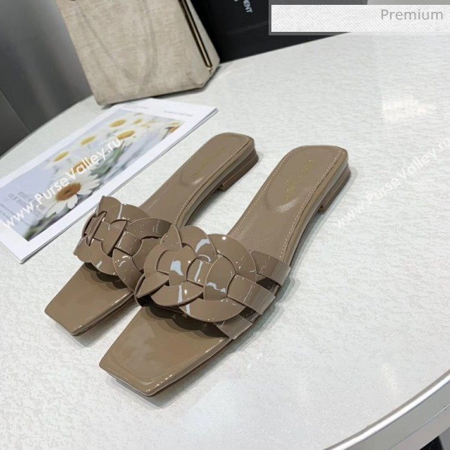 Saint Laurent Patent Leather Flat Sandal Grey 2020 (ME-20042027)