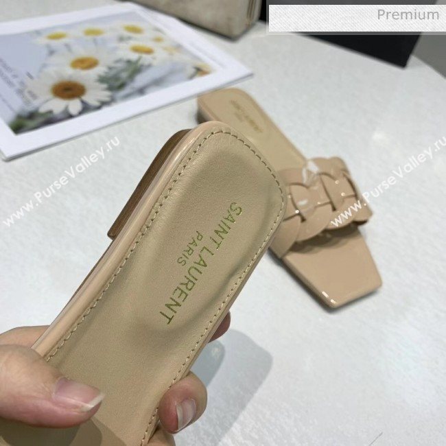 Saint Laurent Patent Leather Flat Sandal Beige 2020 (ME-20042026)