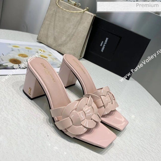 Saint Laurent Patent Leather Slide Sandal With 6.5cm Heel Pink 2020 (ME-20042019)