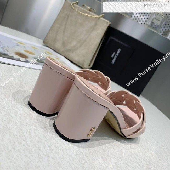 Saint Laurent Patent Leather Slide Sandal With 6.5cm Heel Pink 2020 (ME-20042019)