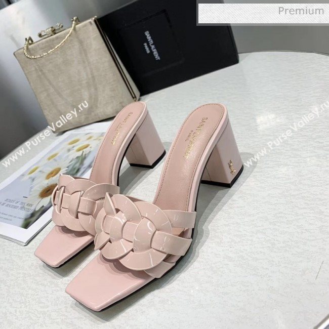 Saint Laurent Patent Leather Slide Sandal With 6.5cm Heel Pink 2020 (ME-20042019)