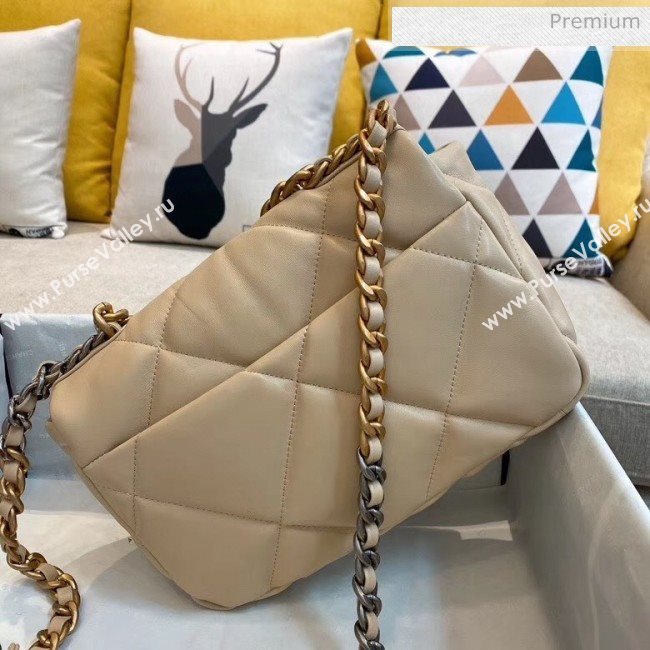Chanel Lambskin 19 Small Flap Bag AS1160 Beige 2019 Top (SMJD-20042071)