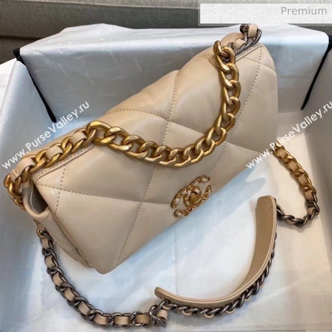 Chanel Lambskin 19 Small Flap Bag AS1160 Beige 2019 Top (SMJD-20042071)