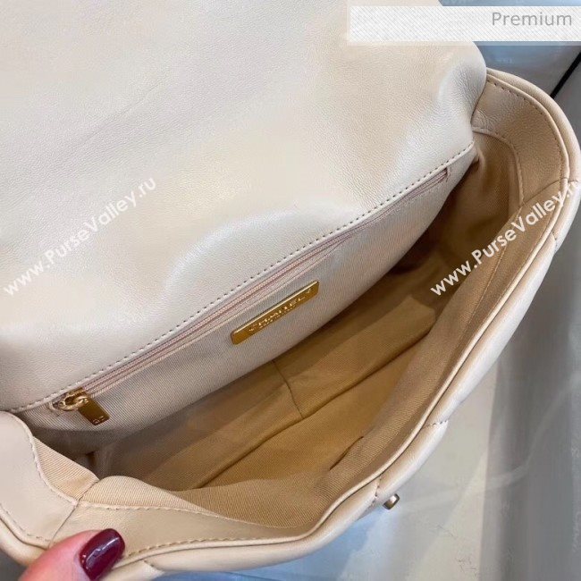 Chanel Lambskin 19 Small Flap Bag AS1160 Beige 2019 Top (SMJD-20042071)