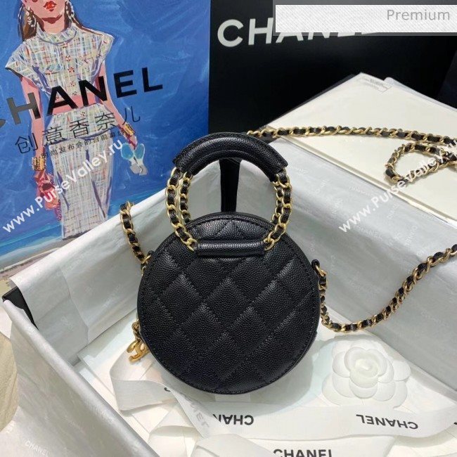 Chanel Grained Calfskin Clutch With Chain &amp; Round Handles AP1176 Black 2020 (AFEI-20042128)