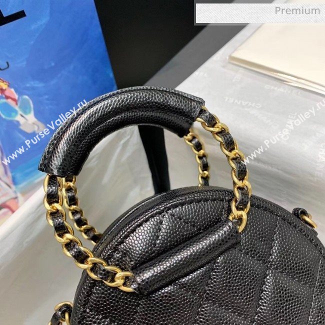 Chanel Grained Calfskin Clutch With Chain &amp; Round Handles AP1176 Black 2020 (AFEI-20042128)