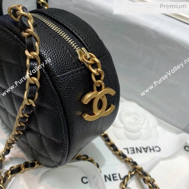 Chanel Grained Calfskin Clutch With Chain &amp; Round Handles AP1176 Black 2020 (AFEI-20042128)