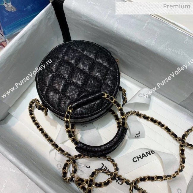 Chanel Grained Calfskin Clutch With Chain &amp; Round Handles AP1176 Black 2020 (AFEI-20042128)