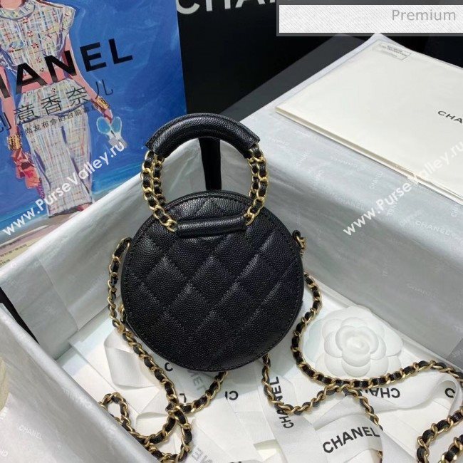 Chanel Grained Calfskin Clutch With Chain &amp; Round Handles AP1176 Black 2020 (AFEI-20042128)