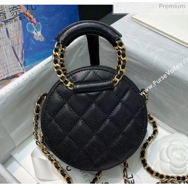 Chanel Grained Calfskin Clutch With Chain &amp; Round Handles AP1176 Black 2020 (AFEI-20042128)