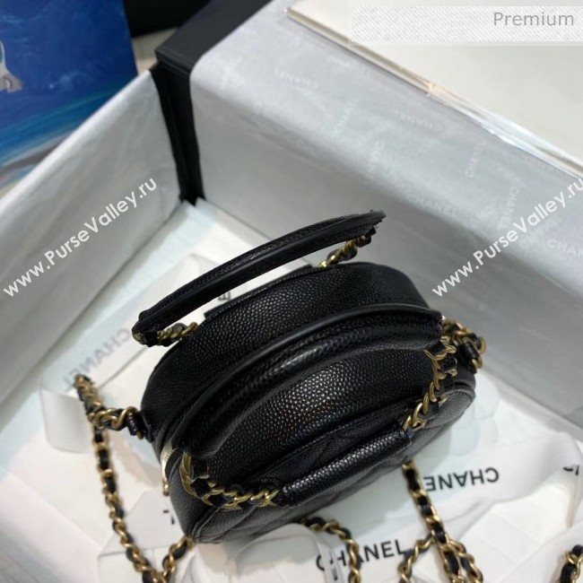 Chanel Grained Calfskin Clutch With Chain &amp; Round Handles AP1176 Black 2020 (AFEI-20042128)