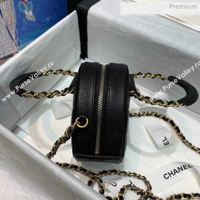 Chanel Grained Calfskin Clutch With Chain &amp; Round Handles AP1176 Black 2020 (AFEI-20042128)