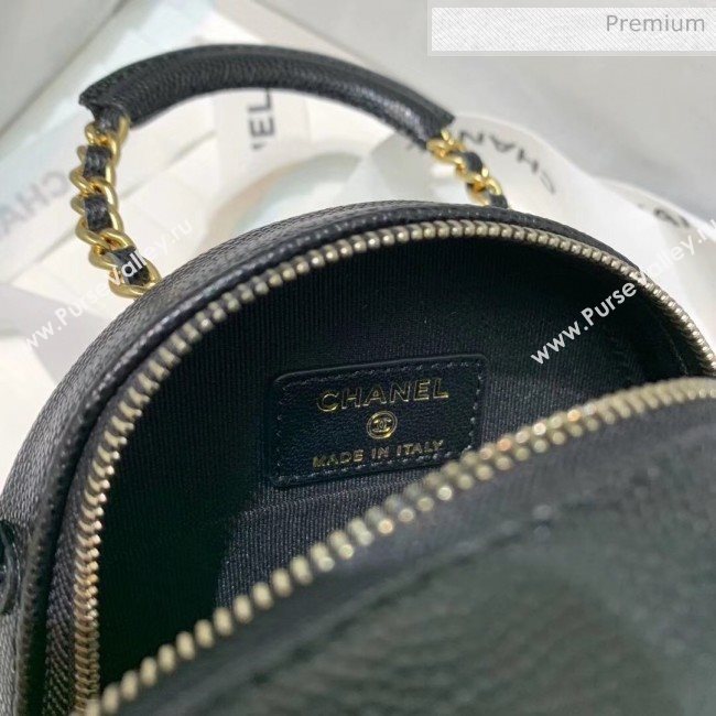 Chanel Grained Calfskin Clutch With Chain &amp; Round Handles AP1176 Black 2020 (AFEI-20042128)