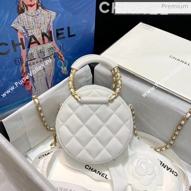 Chanel Grained Calfskin Clutch With Chain &amp; Round Handles AP1176 White 2020 (AF-20042129)