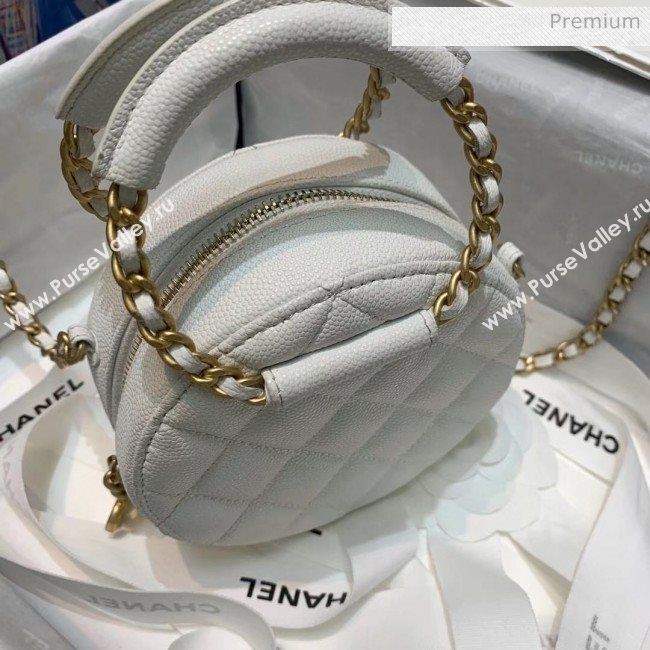 Chanel Grained Calfskin Clutch With Chain &amp; Round Handles AP1176 White 2020 (AF-20042129)