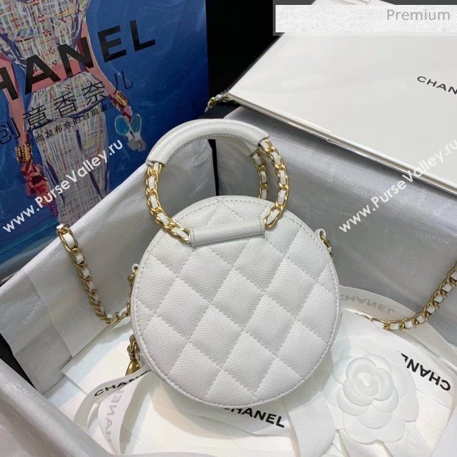 Chanel Grained Calfskin Clutch With Chain &amp; Round Handles AP1176 White 2020 (AF-20042129)