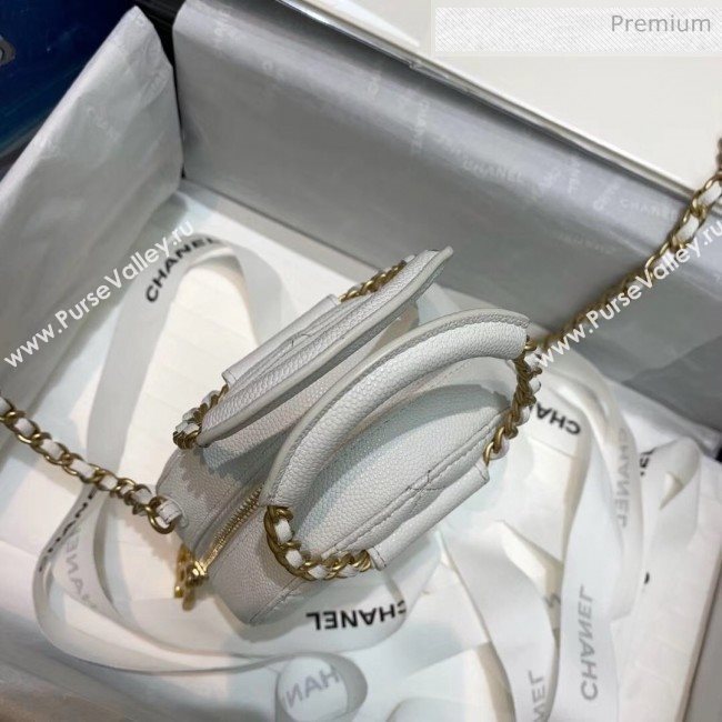 Chanel Grained Calfskin Clutch With Chain &amp; Round Handles AP1176 White 2020 (AF-20042129)