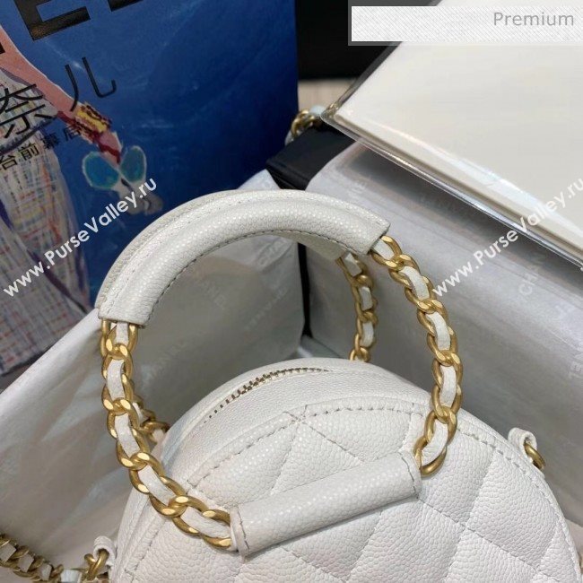 Chanel Grained Calfskin Clutch With Chain &amp; Round Handles AP1176 White 2020 (AF-20042129)