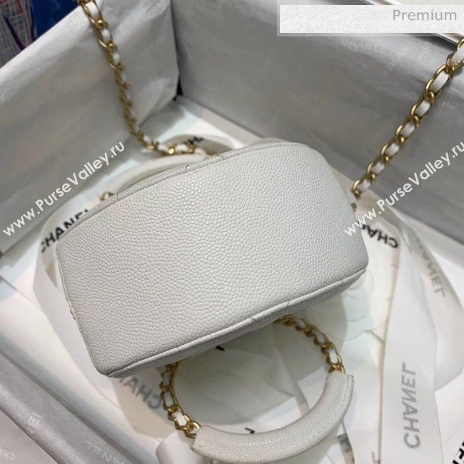 Chanel Grained Calfskin Clutch With Chain &amp; Round Handles AP1176 White 2020 (AF-20042129)