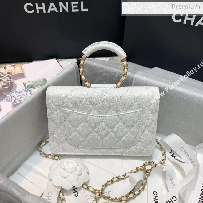 Chanel Grainy Calfskin Wallet on Chain With Round Handle AP1177 White 2020 (AFEI-20042124)