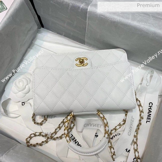 Chanel Grainy Calfskin Wallet on Chain With Round Handle AP1177 White 2020 (AFEI-20042124)