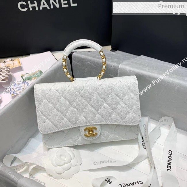 Chanel Grainy Calfskin Wallet on Chain With Round Handle AP1177 White 2020 (AFEI-20042124)