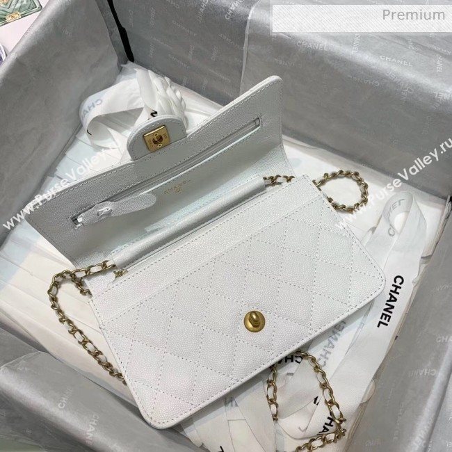 Chanel Grainy Calfskin Wallet on Chain With Round Handle AP1177 White 2020 (AFEI-20042124)